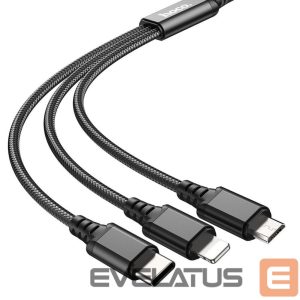 Kabelis Hoco  Cable 3in1 USB A to Lightning / Micro USB / USB C Hoco 2A 1 m X76 black