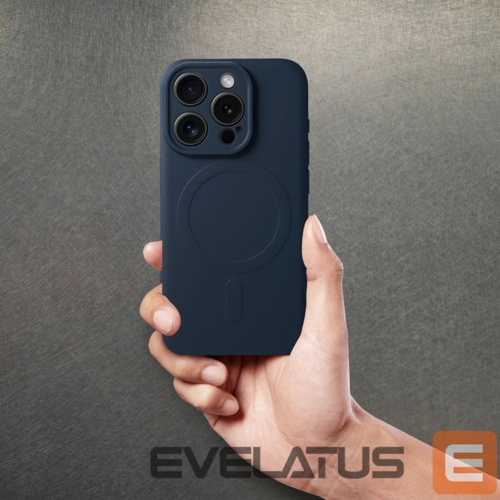 Aizmugurējais vāciņš OEM - Case for iPhone 15 PRO Silicone Mag Cover compatible with MagSafe (camera protection) titanium blue