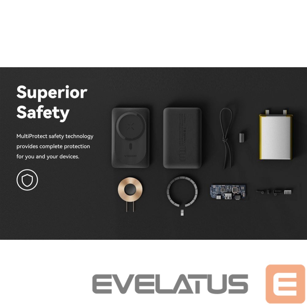 Ārējais akumulators Veger Powerbank compatible with Magsafe Veger MagOn (VP1151 / W1151) PD QC3.0 2A 20W with wireless charging 10000 mAh white