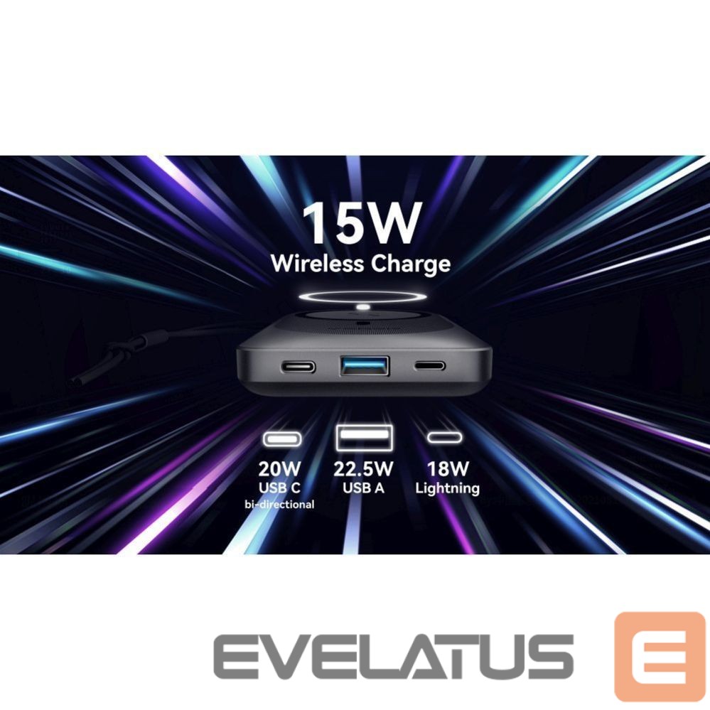Ārējais akumulators Veger Powerbank compatible with Magsafe Veger MagOn (VP1151 / W1151) PD QC3.0 2A 20W with wireless charging 10000 mAh white