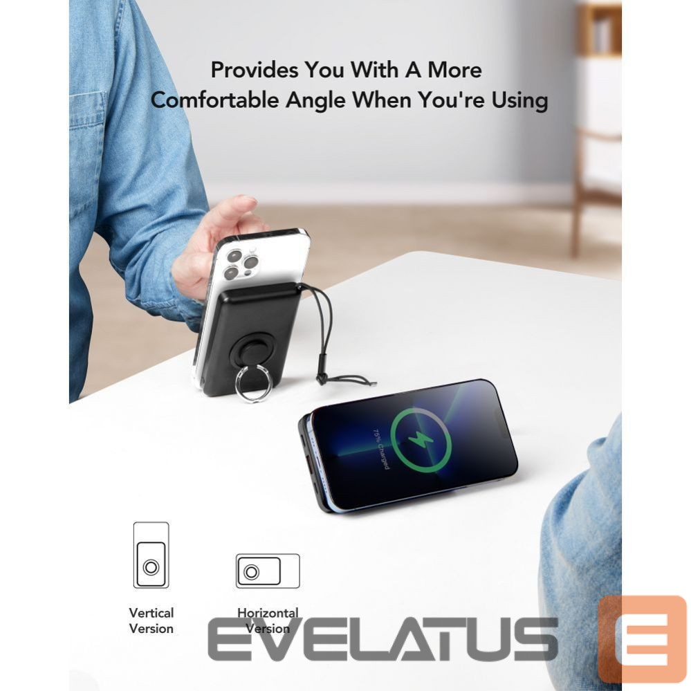 Ārējais akumulators Veger Powerbank compatible with Magsafe Veger MagOn (VP1151 / W1151) PD QC3.0 2A 20W with wireless charging 10000 mAh white
