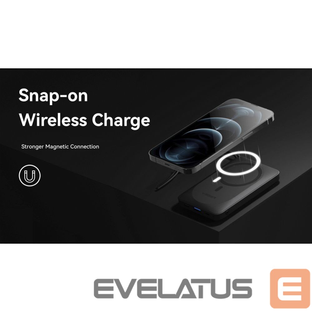 Ārējais akumulators Veger Powerbank compatible with Magsafe Veger MagOn (VP1151 / W1151) PD QC3.0 2A 20W with wireless charging 10000 mAh white