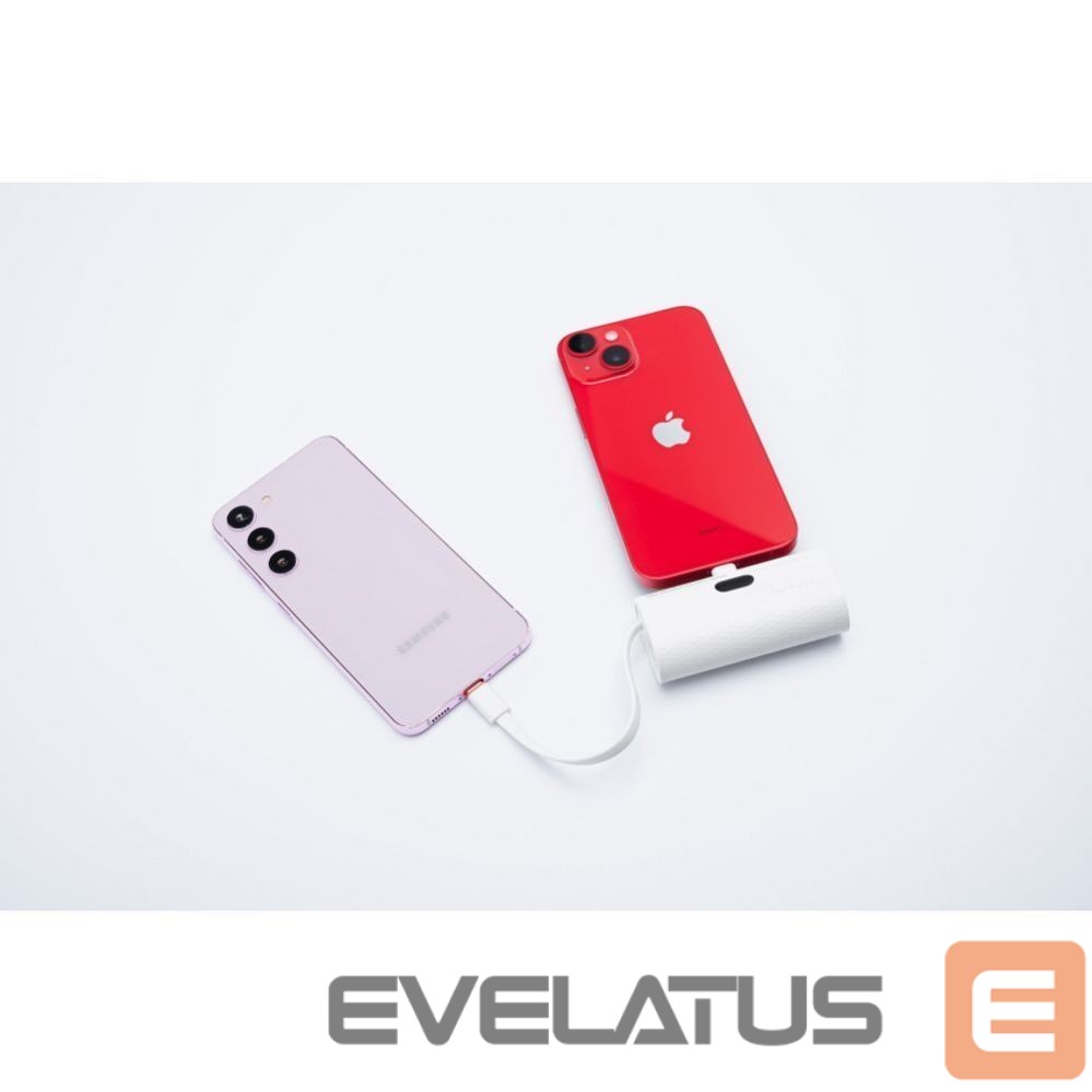 Ārējais akumulators Forcell Powerbank Forcell F-Energy Power Plug F5K3 PD 20W 5000 mAh with built-in connector Lightning white