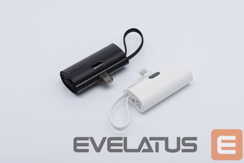 Ārējais akumulators Forcell Powerbank Forcell F-Energy Power Plug F5K3 PD 20W 5000 mAh with built-in connector Lightning white