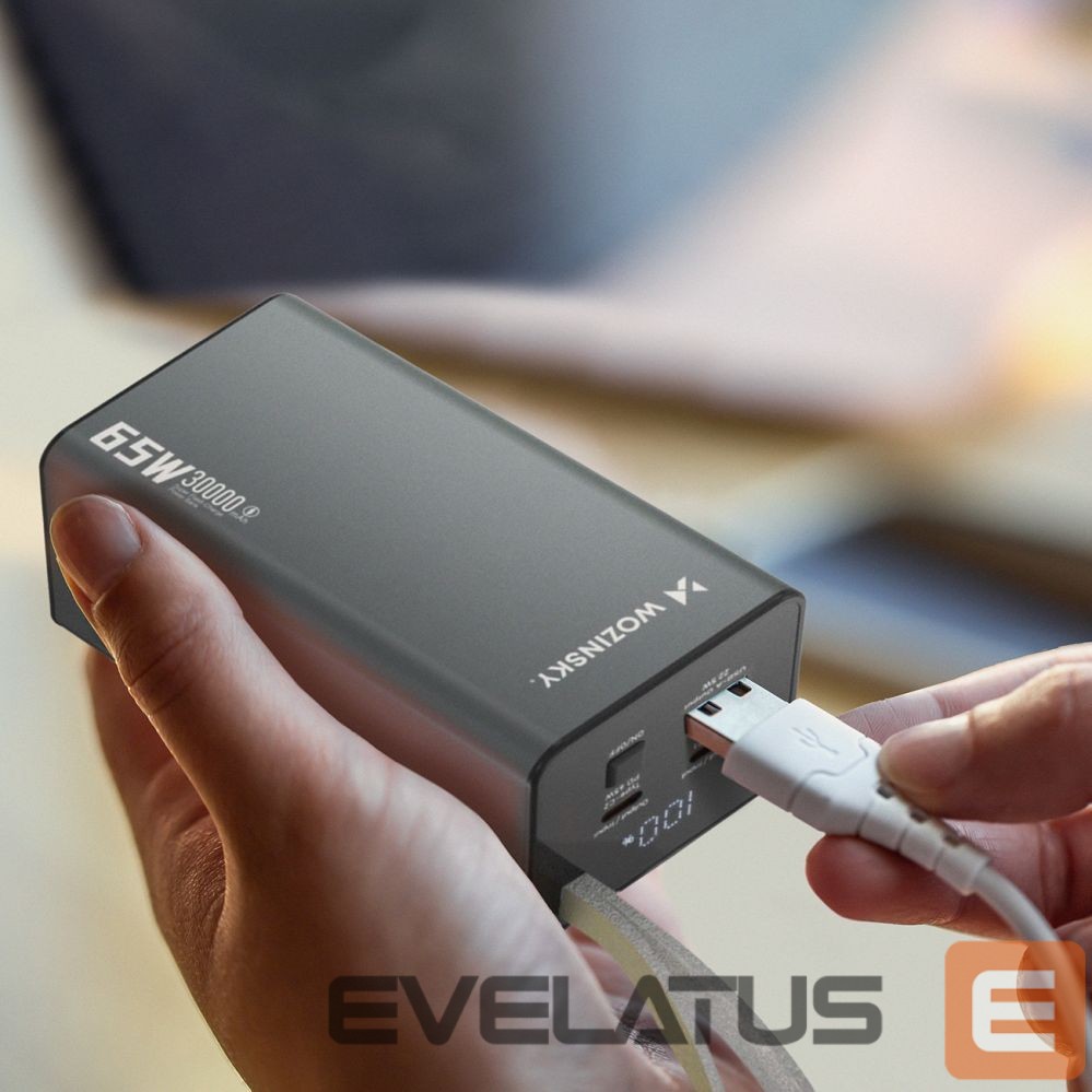 Ārējais akumulators Wozinsky Powerbank Wozinsky K65+ 65W 30000mAh 2x USB-C, 1x USB-A 65W - black