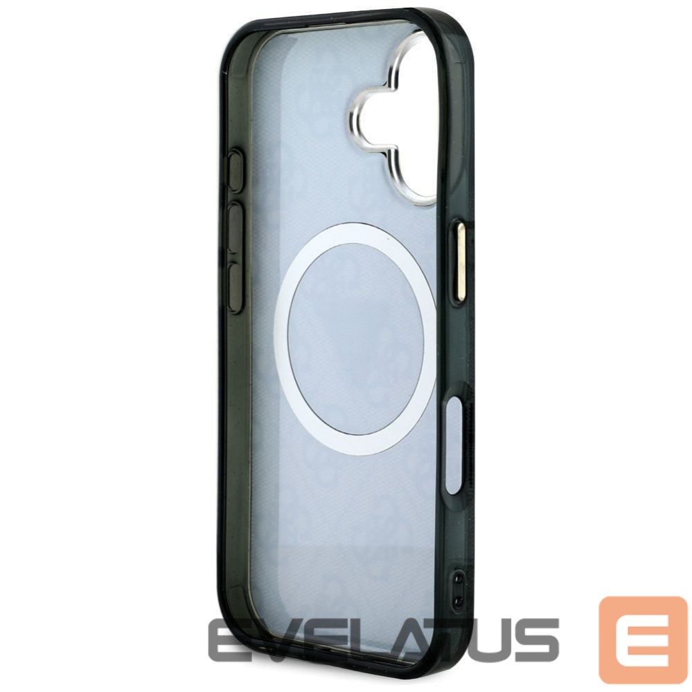 Aizmugurējais vāciņš Guess - GUESS case for IPHONE 16 compatible with MagSafe GUHMP16SHG4PRTGK (IML Metal Glitter 4G Circle Triangle) black Black