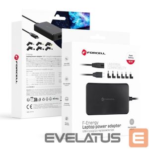 Adapteris Forcell  FORCELL F-ENERGY E856 uniwersal laptop charger 90W USB C + 6 adaptors - black 