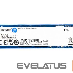 Cietais disks SSD Kingston  SSD | NV3 | 1000 GB | SSD form factor M.2 2280 | Solid-state drive interface PCIe NVMe Gen 4.0 (x4) | Read speed 6000 MB/s | Write speed 4000 MB/s 