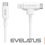 Kabelis HYPER  Juice Silicone USB-C to USB-C and Lightning Hybrid 60W Cable 