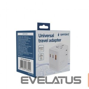Adapteris Gembird  TPA-1A2C20-01-W Universal travel power adapter, 20 W, white | 