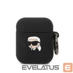 Aizmugurējais vāciņš Karl Lagerfeld - Karl Lagerfeld 3D Logo NFT Karl Head Silicone Case for AirPods 1/2 Black 