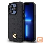 Aizmugurējais vāciņš DKNY - DKNY PU Leather Repeat Pattern Stack Logo MagSafe Case for iPhone 15 Pro Black 