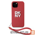 Aizmugurējais vāciņš DKNY - DKNY PU Leather Stack Logo Wrist Strap Case for iPhone 15 Red 