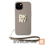 Aizmugurējais vāciņš DKNY Apple DKNY PU Leather Stack Logo Wrist Strap Case for iPhone 15 Beige 
