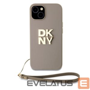 Aizmugurējais vāciņš DKNY Apple DKNY PU Leather Stack Logo Wrist Strap Case for iPhone 15 Beige 