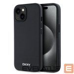 Aizmugurējais vāciņš DKNY - DKNY PU Leather Silver Metal Logo Magsafe Case for iPhone 15 Black 
