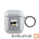 Aizmugurējais vāciņš Karl Lagerfeld - Karl Lagerfeld PU Embossed Karl Head Case for AirPods 1/2 Silver 