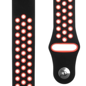Siksniņa Tactical  20mm Double Silicone Watch Band Black Red