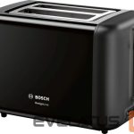 Tosters Bosch  DesignLine Toaster TAT3P423 Power 970 W, Number of slots 2, Housing material Stainless steel, Black 