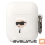 Maciņš austiņām Karl Lagerfeld Apple Airpods 1/2 3D Logo NFT Karl Head Silicone Case White