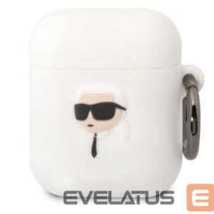 Maciņš austiņām Karl Lagerfeld Apple Airpods 1/2 3D Logo NFT Karl Head Silicone Case White