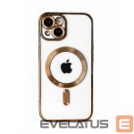 Aizmugurējais vāciņš iLike Apple iPhone 15 Electroplate TPU Case with MagSafe Transparent Gold