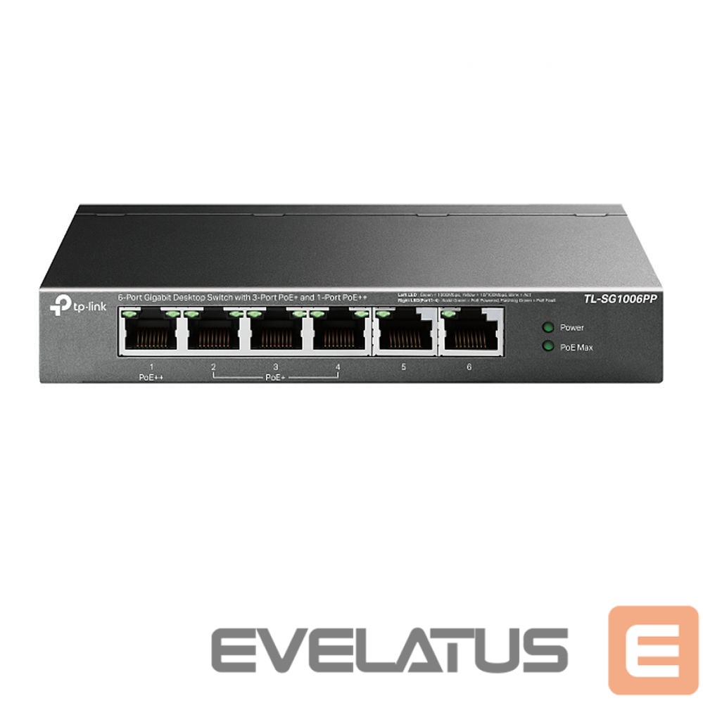 Nevadāms centrmezgls TP-Link NET SWITCH 6PORT 3POE+/1POE++/TL-SG1006PP