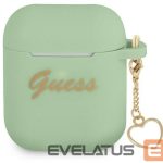 Maciņš austiņām Guess Apple AirPods 1/2 cover Silicone Charm Heart Collection Green