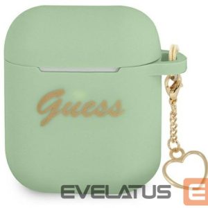 Maciņš austiņām Guess Apple AirPods 1/2 cover Silicone Charm Heart Collection Green