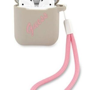 Maciņš austiņām Guess Apple AirPods 1/2 cover Silicone Vintage case Grey