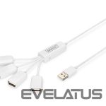 Cita datorprece Digitus  USB 2.0 Cable Hub, 4-Port 4x USB A/F, 1x USB A male, DC2.5mm (PSU not incl.) DA-70216 