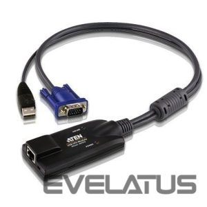 Serveru  - Citi piederumi Aten  USB VGA KVM Adapter 1 x RJ-45 Female, 1 x USB Male, 1 x HDB-15 Male 