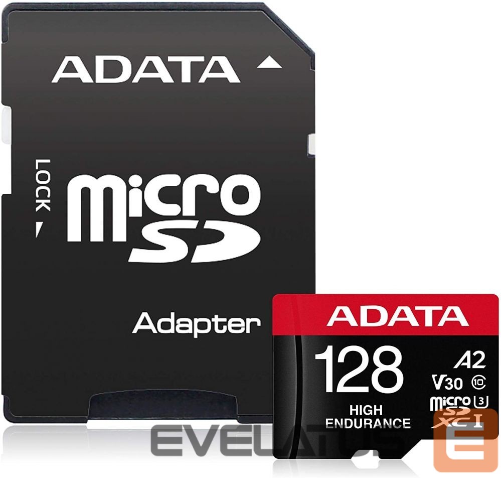 Atmiņas kartes ADATA AUSDX128GUI3V30SHA2-RA1 Memory Card 128 GB, MicroSDXC, Flash memory class 10, Adapter, 80 MB/s, 100 MB/s