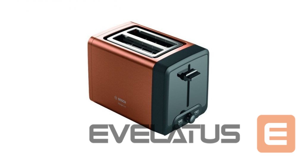 Tosters Bosch DesignLine Toaster TAT4P429 Power 970 W, Number of slots 2, Housing material Stainless Steel, Copper/Black
