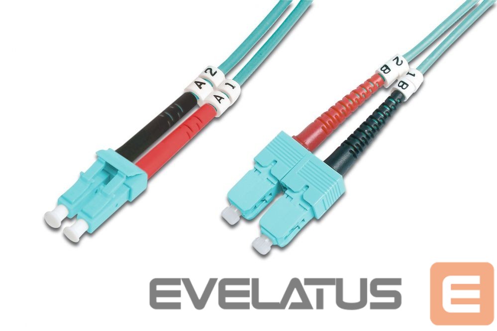 Kabelis Digitus FO Patch Cord, Duplex, LC to SC MM OM3 50/125 µ, 1 m