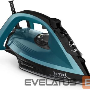 Glūdeklis TEFAL  FV6832E0 Steam Iron, 2800 W, Water tank capacity 270 ml, Continuous steam 50 g/min, Steam boost performance 260 g/min, Black/Blue 