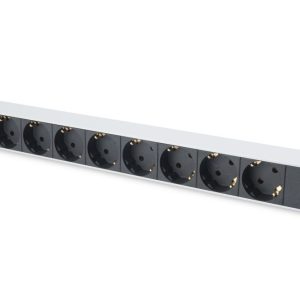 Automātslēdzis Digitus  Aluminum outlet strip with 8 safety outlets 	DN-95401 Sockets quantity 8, 8x safety outlets 250VAC 50/60Hz / 16A / 4000W. Installation: Desktop, Rack 0U, Rack 1U 