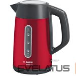 Tējkanna Bosch  Kettle DesignLine TWK4P434 Electric, 2400 W, 1.7 L, Stainless steel, 360° rotational base, Red/Black 