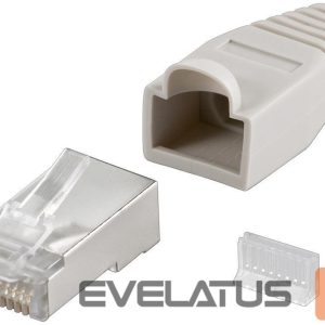 Parveidotājs Goobay  68746  RJ45 plug, CAT 5e STP shielded with strain-relief boot, grey 