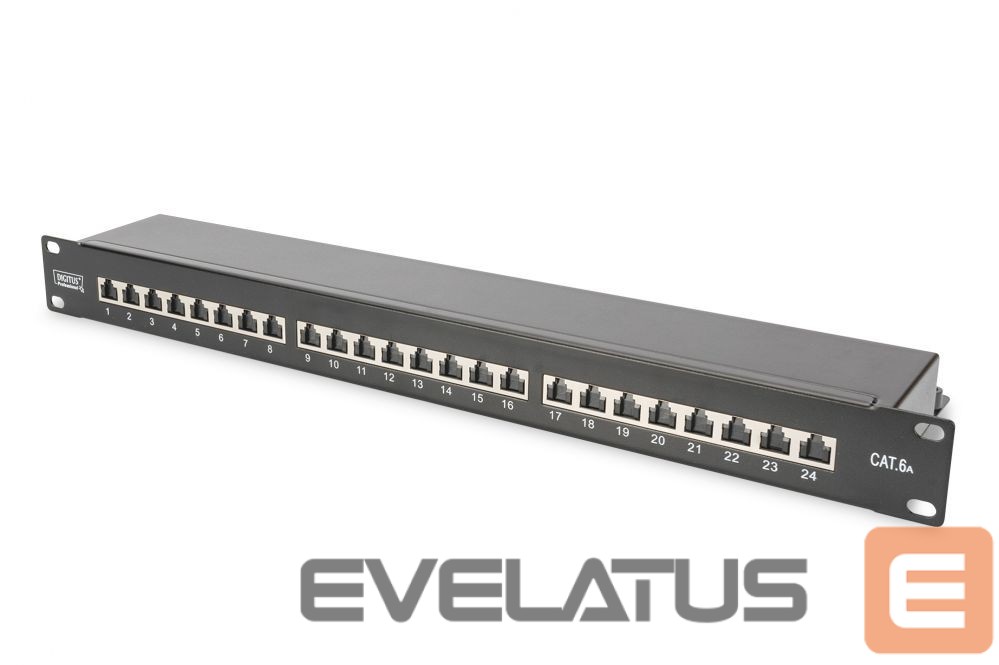 Parveidotājs Digitus CAT 6A Patch Panel, RJ45, 8P8C, RJ45 shielding (Tinned bronze)