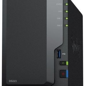 Zibatmiņa Synology  DS223 Up to 2 HDD/SSD Hot-Swap, RTD1619B, Processor frequency 1.7 GHz, 2 GB, DDR4, RAID  Basic, JBOD, RAID 0, RAID 1, 1x1GbE/3xUSB 3.2Gen1, 1x Fans 92 mm x 92 mm 
