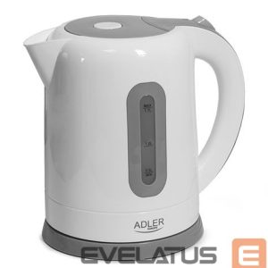 Tējkanna Adler  Kettles AD 1234 Standard kettle, Plastic, White, 2200 W, 1.7 L, 360° rotational base 