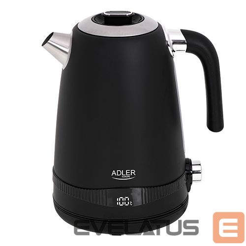 Tējkanna Adler Kettle AD 1295b Electric, 2200 W, 1.7 L, Stainless steel, 360° rotational base, Black