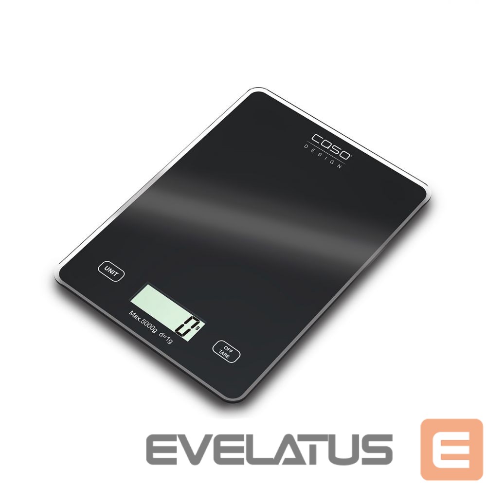 Virtuvinės svarstyklės Caso Kitchen scale Slim Maximum weight (capacity) 5 kg, Graduation 1 g, Black