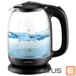 Tējkanna Mesko  Kettle MS 1302b Electric, 2200 W, 1.7 L, Glass, 360° rotational base, Black 