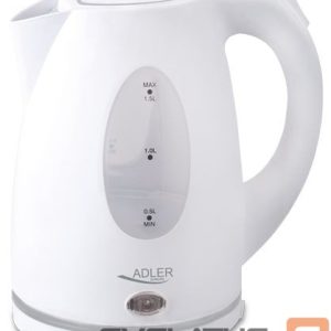Tējkanna Adler  Kettle AD 1207 Standard, Plastic, White, 2000 W, 360° rotational base, 1.5 L 