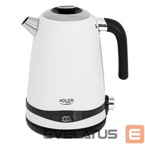 Tējkanna Adler Kettle AD 1295w Electric, 2200 W, 1.7 L, Stainless steel, 360° rotational base, White