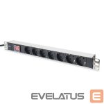 Automātslēdzis Digitus  Aluminum outlet strip with switch  	DN-95402 Sockets quantity 7, 7x safety outlets 250VAC 50/60Hz / 16A / 4000W, 1U Aluminum PDU, rackmountable 