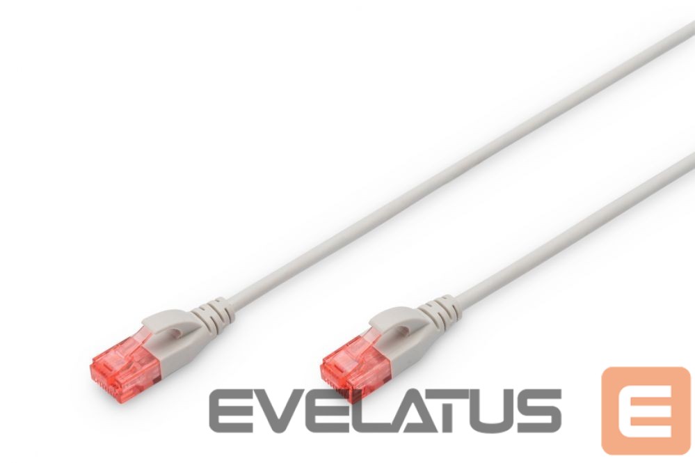 Parveidotājs Digitus CAT 6 U-UTP Slim patch cord Patch cord, Modular RJ45 (8/8) plug, 2 m, Grey
