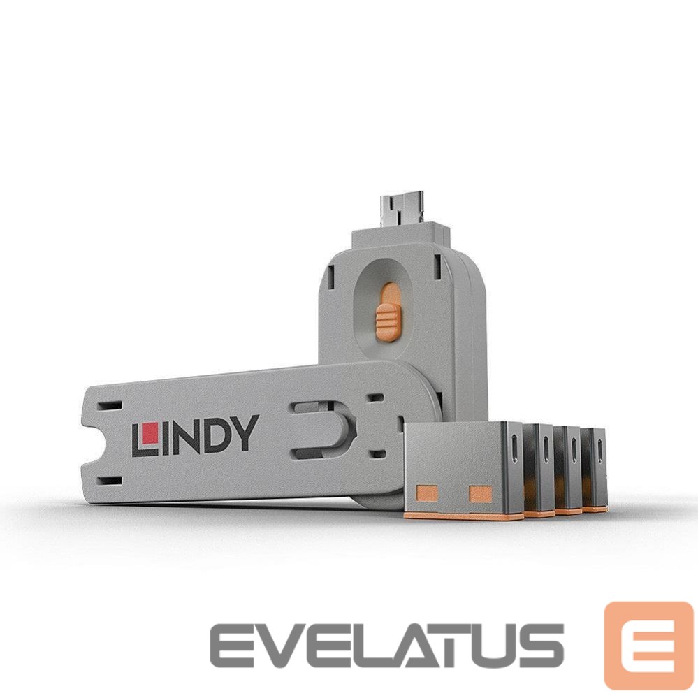 Modules un transceivers LINDY USB PORT BLOCKER 4PACK/ORANGE 40453